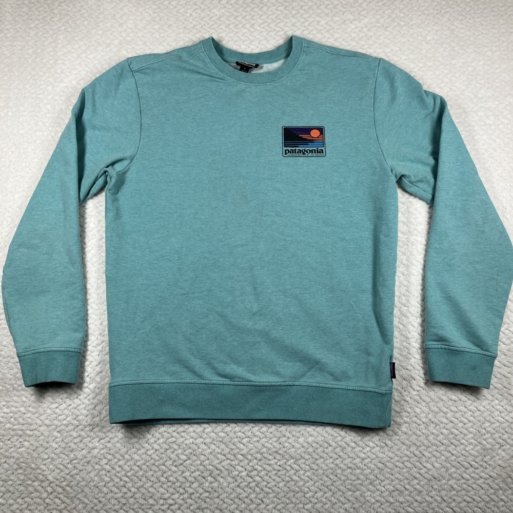 Patagonia Daily Crewneck Mens Small Blue Organic Cotton Outdoors Casual